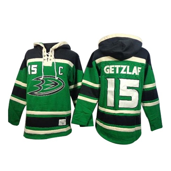 Ryan Getzlaf Anaheim Ducks Old Time Hockey Authentic St. Patrick's Day McNary Lace Hoodie Jersey - Green