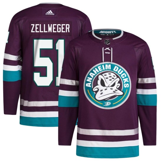 Olen Zellweger Anaheim Ducks Authentic 30th Anniversary Primegreen Adidas Jersey - Purple