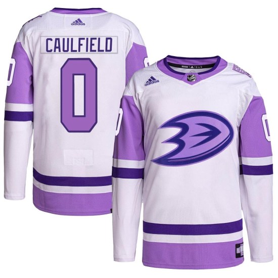 Judd Caulfield Anaheim Ducks Authentic Hockey Fights Cancer Primegreen Adidas Jersey - White/Purple
