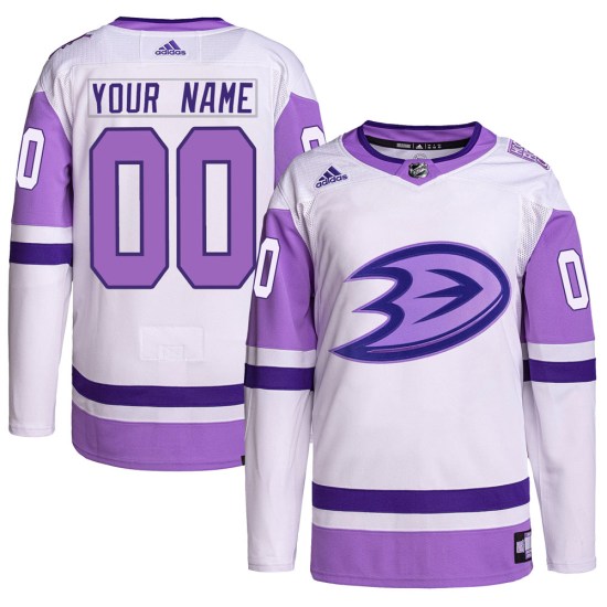 Custom Anaheim Ducks Authentic Custom Hockey Fights Cancer Primegreen Adidas Jersey - White/Purple