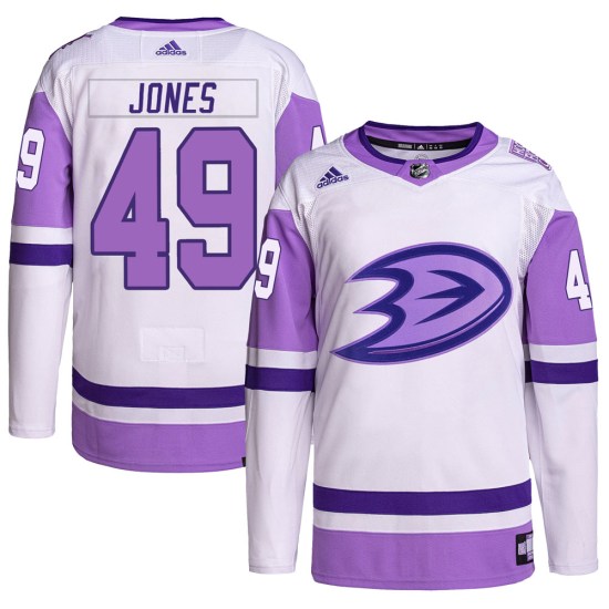 Max Jones Anaheim Ducks Authentic Hockey Fights Cancer Primegreen Adidas Jersey - White/Purple