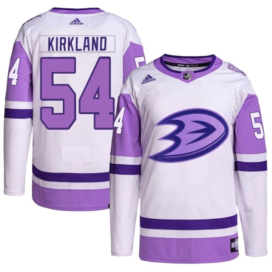 Justin Kirkland Anaheim Ducks Authentic Hockey Fights Cancer Primegreen Adidas Jersey - White/Purple