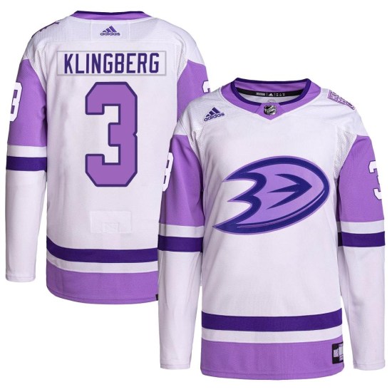 John Klingberg Anaheim Ducks Authentic Hockey Fights Cancer Primegreen Adidas Jersey - White/Purple