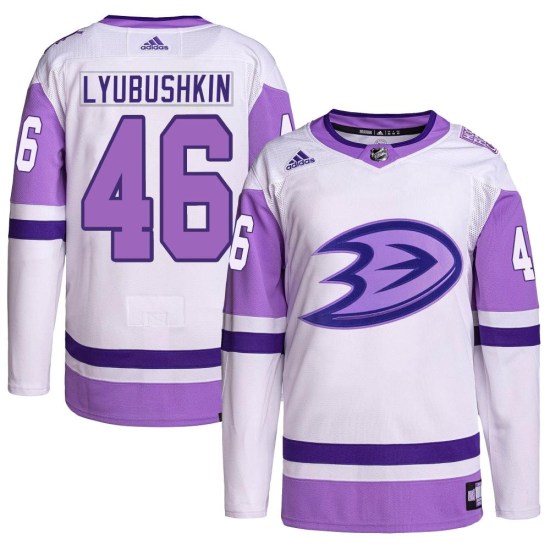 Ilya Lyubushkin Anaheim Ducks Authentic Hockey Fights Cancer Primegreen Adidas Jersey - White/Purple