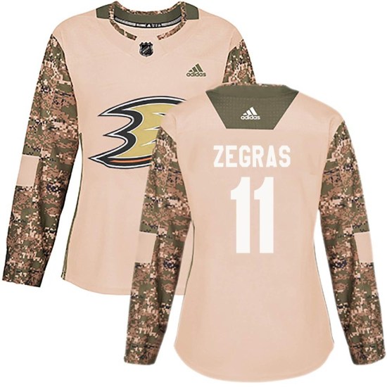 Trevor Zegras Anaheim Ducks Women's Authentic Veterans Day Practice Adidas Jersey - Camo
