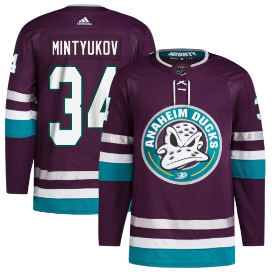 Pavel Mintyukov Anaheim Ducks Youth Authentic 30th Anniversary Primegreen Adidas Jersey - Purple