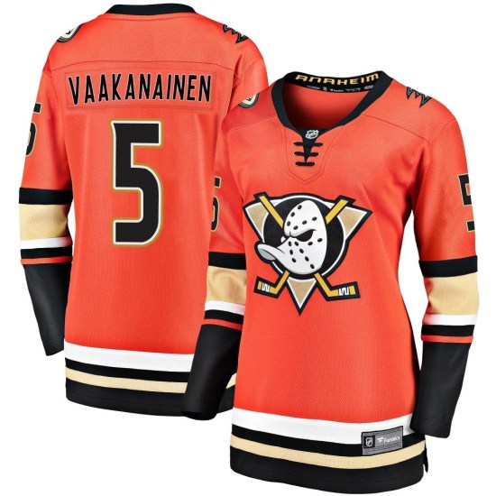 Urho Vaakanainen Anaheim Ducks Women's Premier Breakaway 2019/20 Alternate Fanatics Branded Jersey - Orange