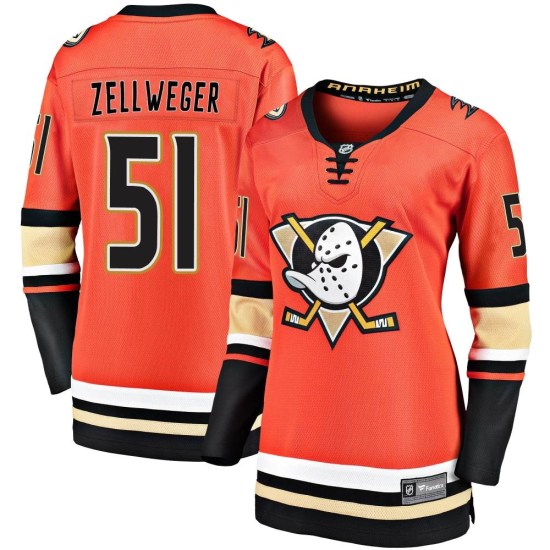 Olen Zellweger Anaheim Ducks Women's Premier Breakaway 2019/20 Alternate Fanatics Branded Jersey - Orange