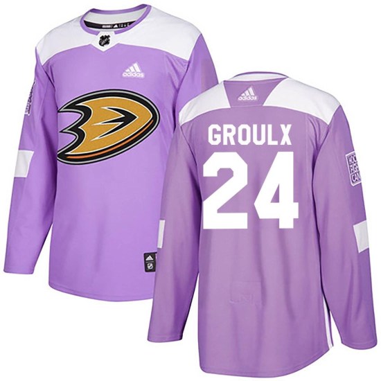 Bo Groulx Anaheim Ducks Youth Authentic Fights Cancer Practice Adidas Jersey - Purple