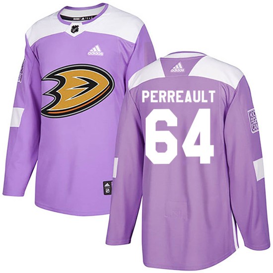 Jacob Perreault Anaheim Ducks Youth Authentic Fights Cancer Practice Adidas Jersey - Purple