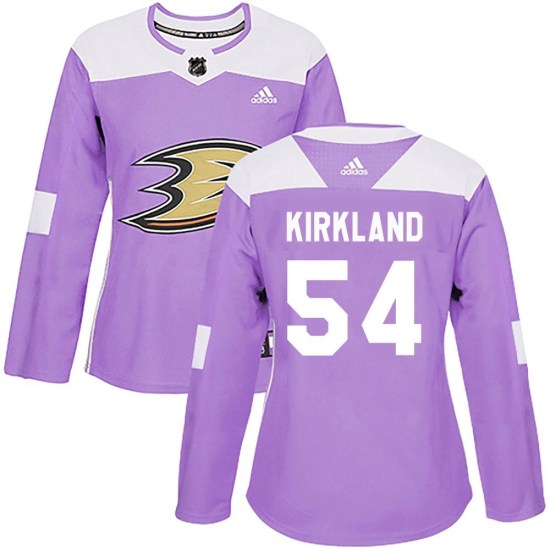 Justin Kirkland Anaheim Ducks Women's Authentic Fights Cancer Practice Adidas Jersey - Purple