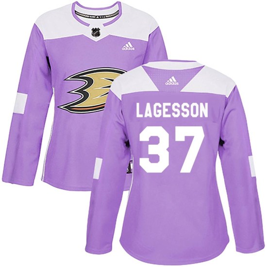 William Lagesson Anaheim Ducks Women's Authentic Fights Cancer Practice Adidas Jersey - Purple