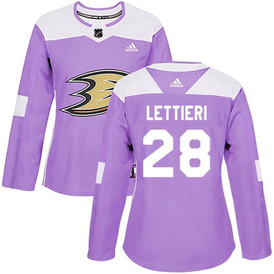 Vinni Lettieri Anaheim Ducks Women's Authentic Fights Cancer Practice Adidas Jersey - Purple