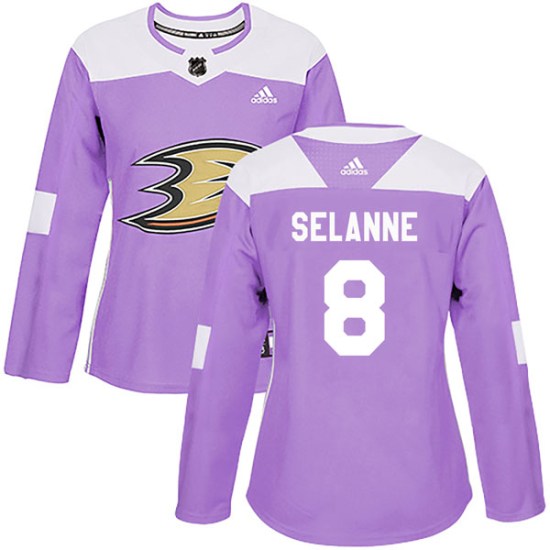Teemu Selanne Anaheim Ducks Women's Authentic Fights Cancer Practice Adidas Jersey - Purple