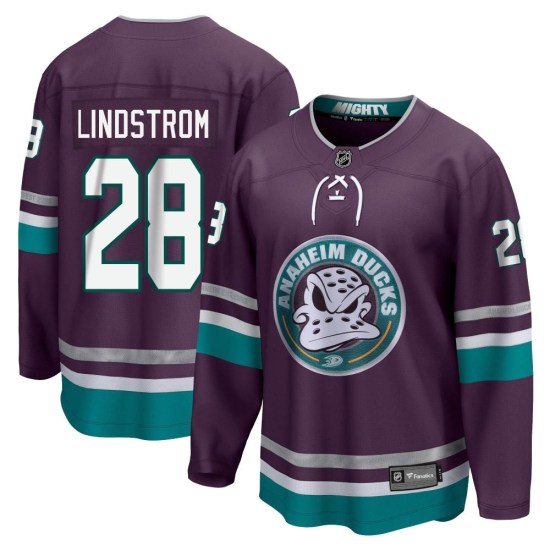 Gustav Lindstrom Anaheim Ducks Premier 30th Anniversary Breakaway Fanatics Branded Jersey - Purple