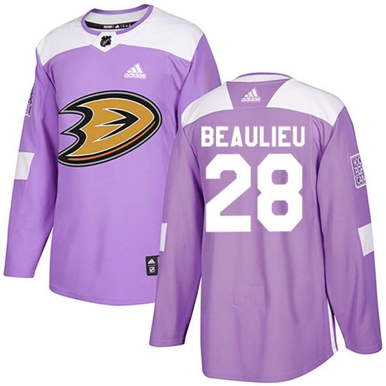 Nathan Beaulieu Anaheim Ducks Authentic Fights Cancer Practice Adidas Jersey - Purple
