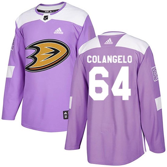 Sam Colangelo Anaheim Ducks Authentic Fights Cancer Practice Adidas Jersey - Purple