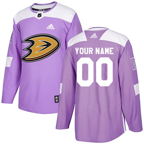 Custom Anaheim Ducks Authentic Custom Fights Cancer Practice Adidas Jersey - Purple