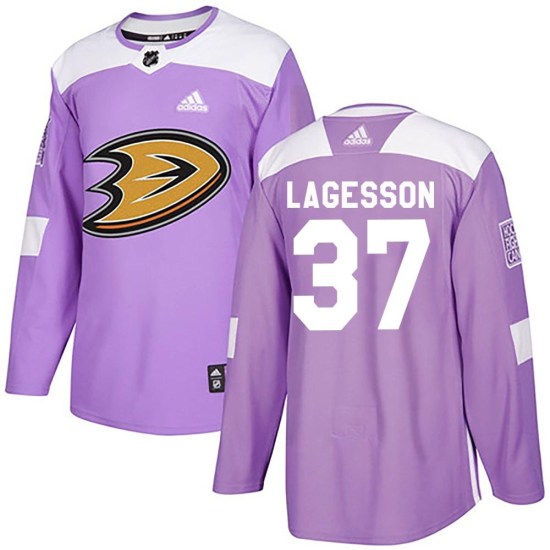 William Lagesson Anaheim Ducks Authentic Fights Cancer Practice Adidas Jersey - Purple