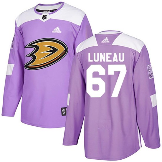 Tristan Luneau Anaheim Ducks Authentic Fights Cancer Practice Adidas Jersey - Purple