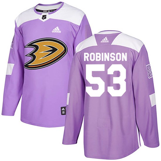 Buddy Robinson Anaheim Ducks Authentic Fights Cancer Practice Adidas Jersey - Purple