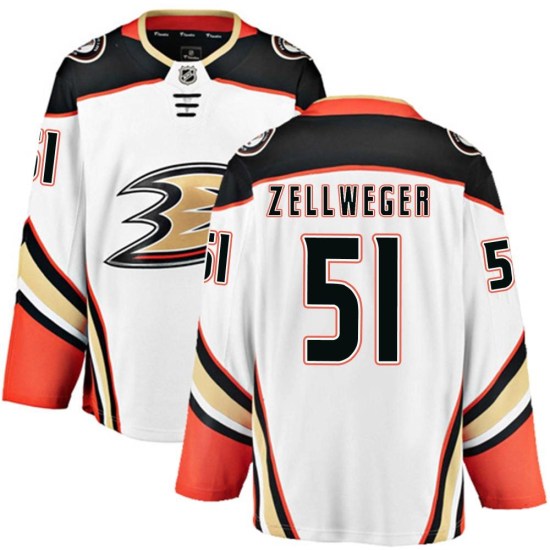 Olen Zellweger Anaheim Ducks Breakaway Away Fanatics Branded Jersey - White