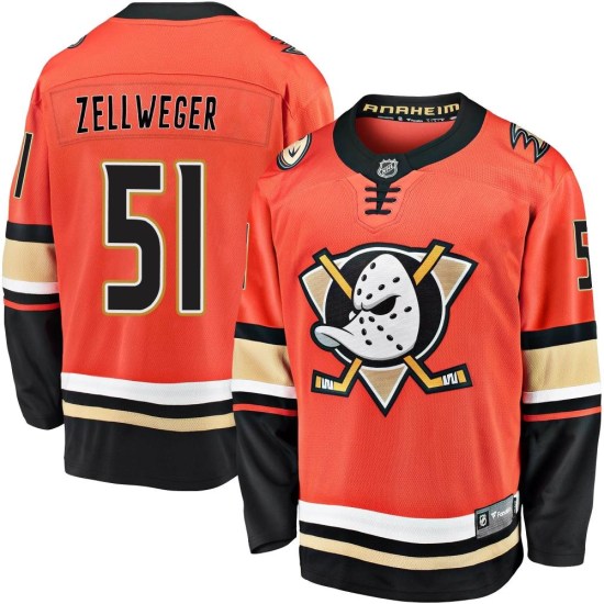 Olen Zellweger Anaheim Ducks Youth Premier Breakaway 2019/20 Alternate Fanatics Branded Jersey - Orange