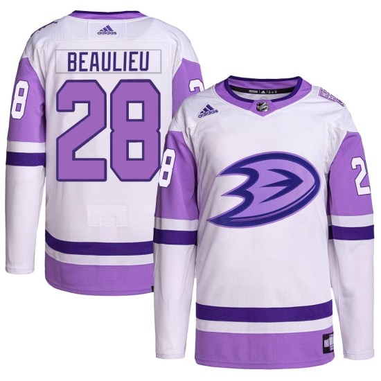 Nathan Beaulieu Anaheim Ducks Youth Authentic Hockey Fights Cancer Primegreen Adidas Jersey - White/Purple