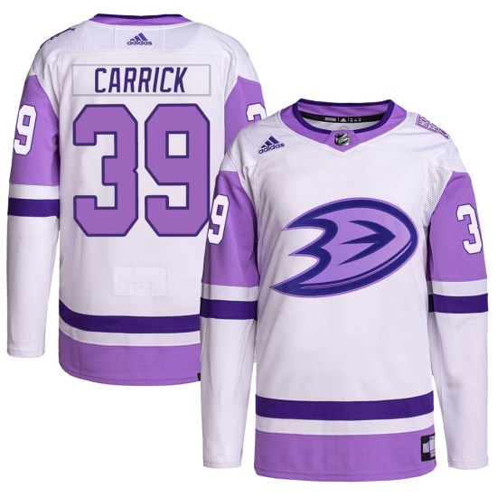Sam Carrick Anaheim Ducks Youth Authentic Hockey Fights Cancer Primegreen Adidas Jersey - White/Purple