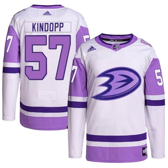 Bryce Kindopp Anaheim Ducks Youth Authentic Hockey Fights Cancer Primegreen Adidas Jersey - White/Purple