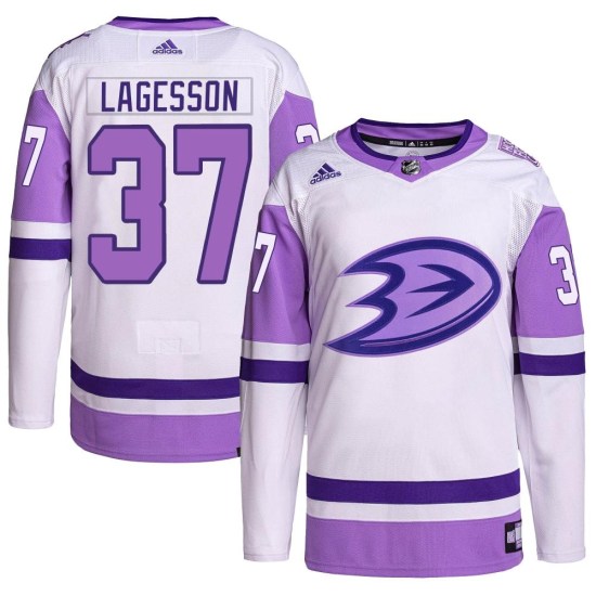 William Lagesson Anaheim Ducks Youth Authentic Hockey Fights Cancer Primegreen Adidas Jersey - White/Purple