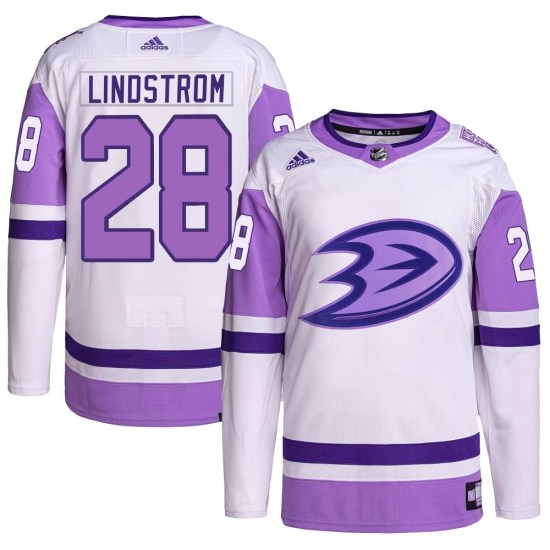 Gustav Lindstrom Anaheim Ducks Youth Authentic Hockey Fights Cancer Primegreen Adidas Jersey - White/Purple