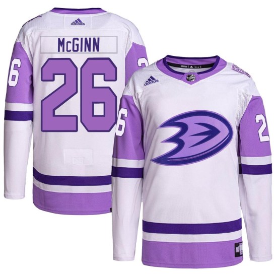 Brock McGinn Anaheim Ducks Youth Authentic Hockey Fights Cancer Primegreen Adidas Jersey - White/Purple