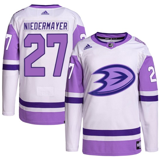 Scott Niedermayer Anaheim Ducks Youth Authentic Hockey Fights Cancer Primegreen Adidas Jersey - White/Purple