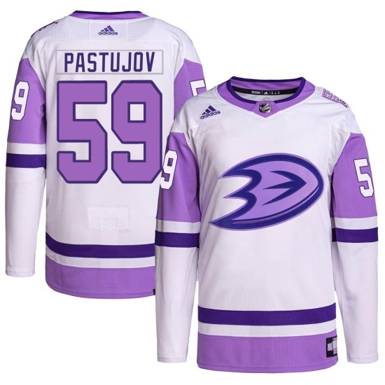 Sasha Pastujov Anaheim Ducks Youth Authentic Hockey Fights Cancer Primegreen Adidas Jersey - White/Purple