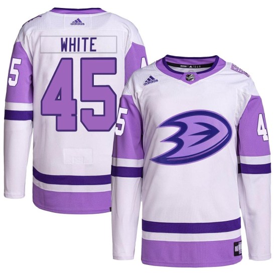 Colton White Anaheim Ducks Youth Authentic Hockey Fights Cancer Primegreen Adidas Jersey - White/Purple