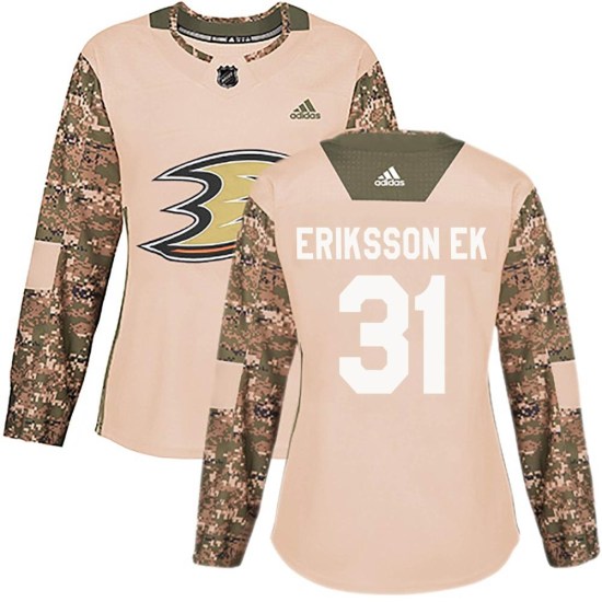 Olle Eriksson Ek Anaheim Ducks Women's Authentic Veterans Day Practice Adidas Jersey - Camo
