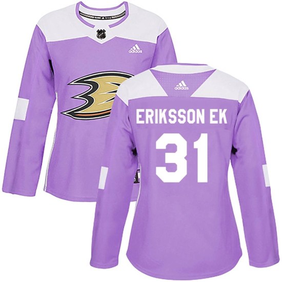 Olle Eriksson Ek Anaheim Ducks Women's Authentic Fights Cancer Practice Adidas Jersey - Purple