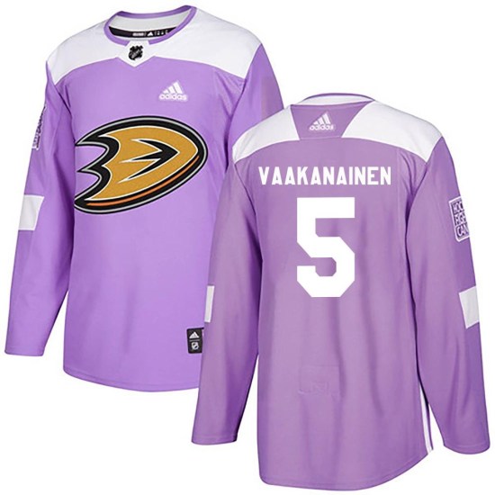 Urho Vaakanainen Anaheim Ducks Authentic Fights Cancer Practice Adidas Jersey - Purple